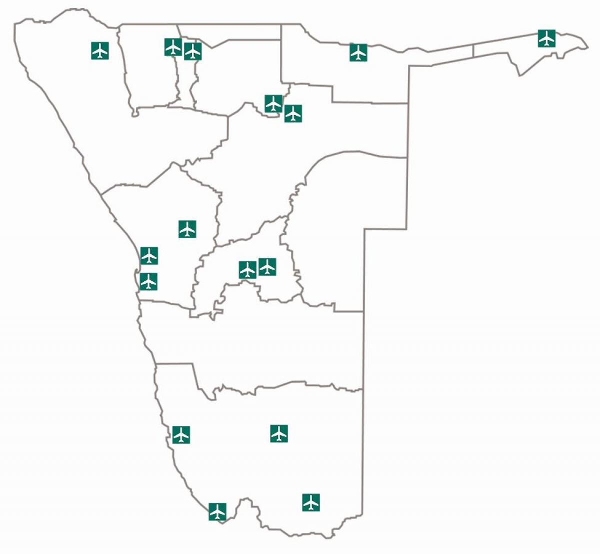 Mapa d'aeroports a Namíbia