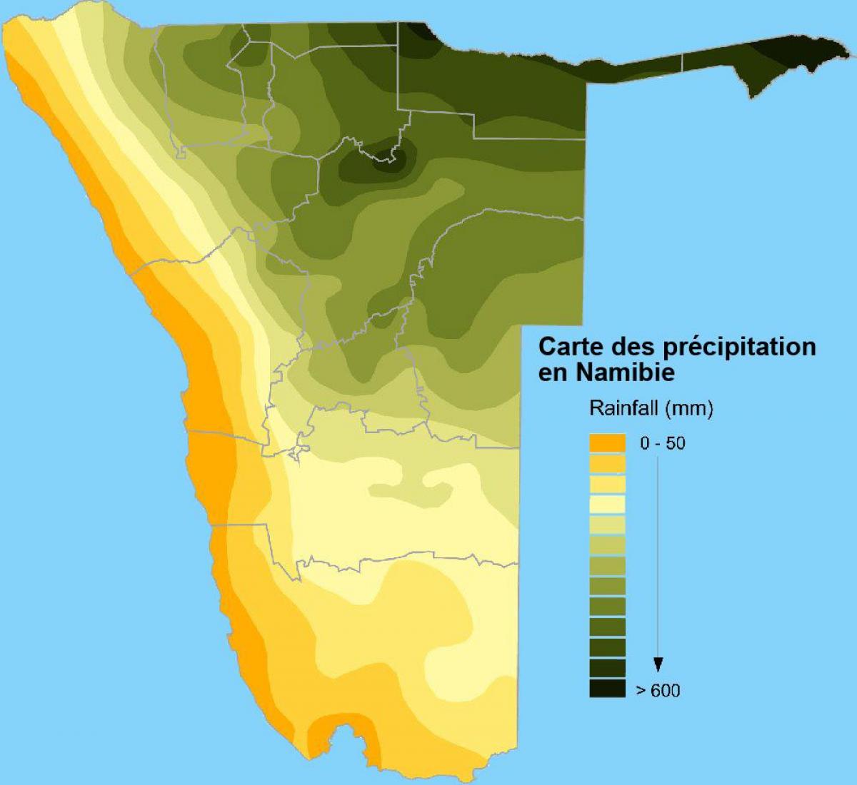 Mapa de precipitacions Namíbia