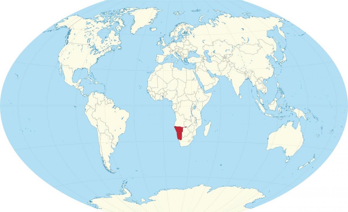 Namíbia ubicació en el mapa del món