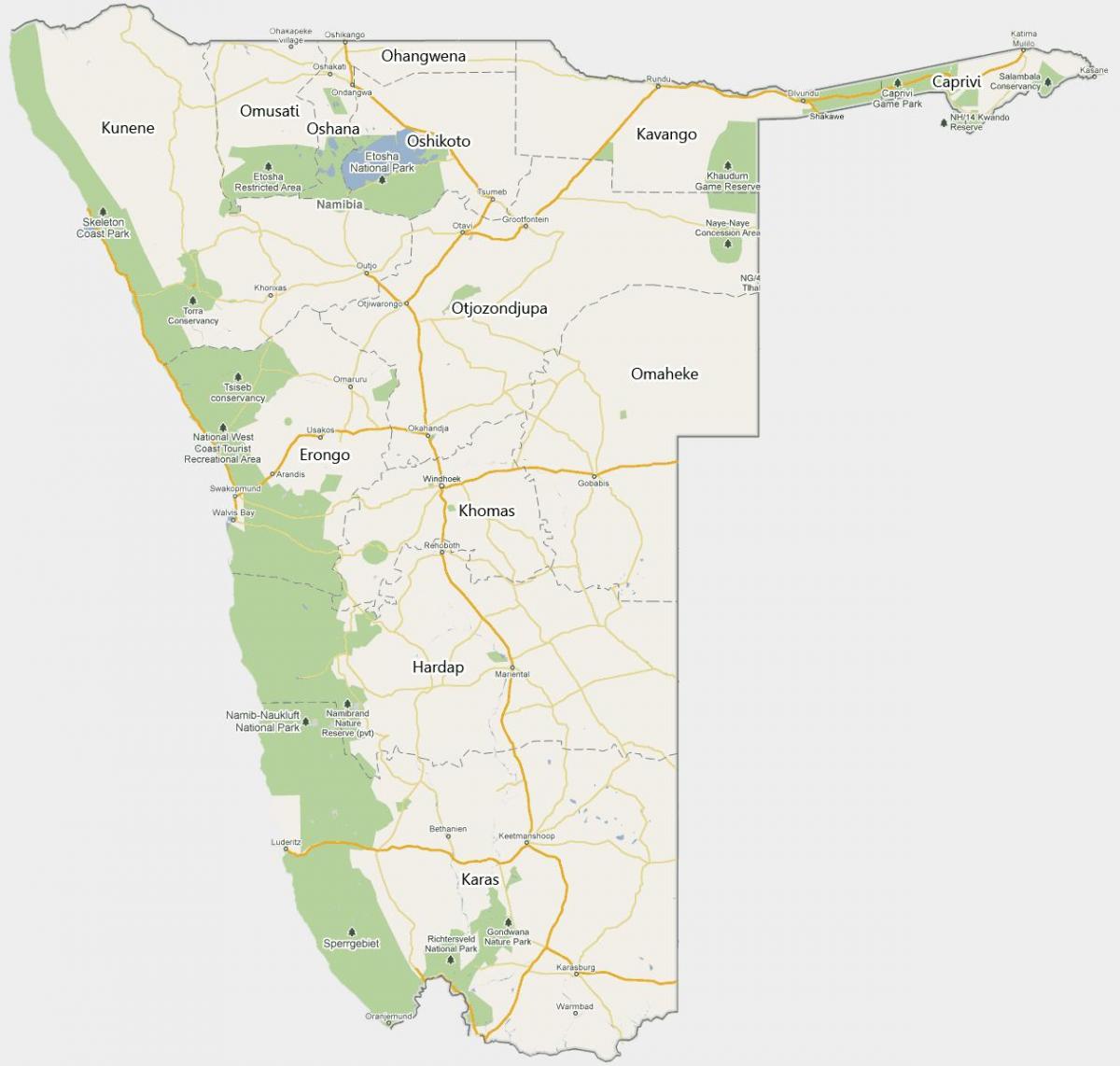 Mapa de uis Namíbia